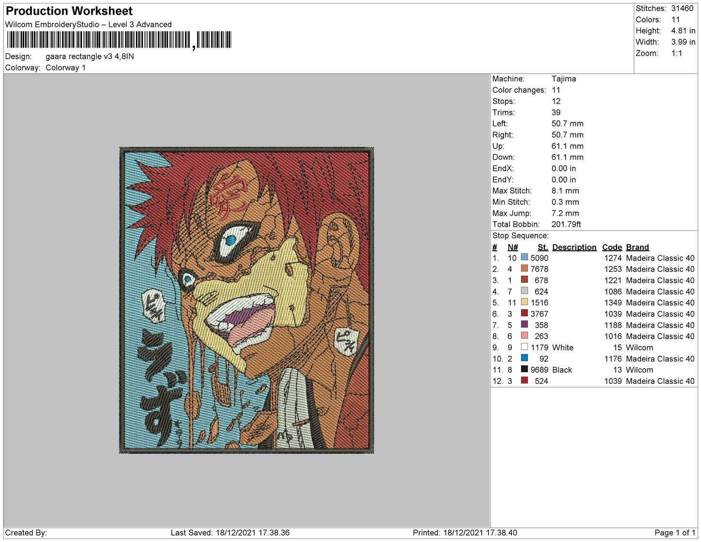 Gaara Box Embroidery