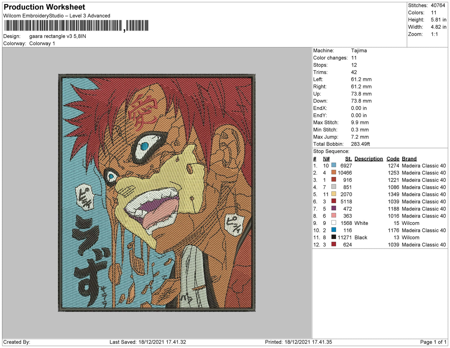 Gaara Box Embroidery