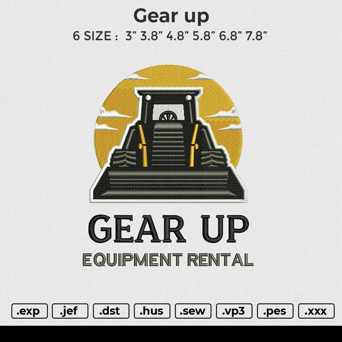 Gear up Embroidery File 6 size