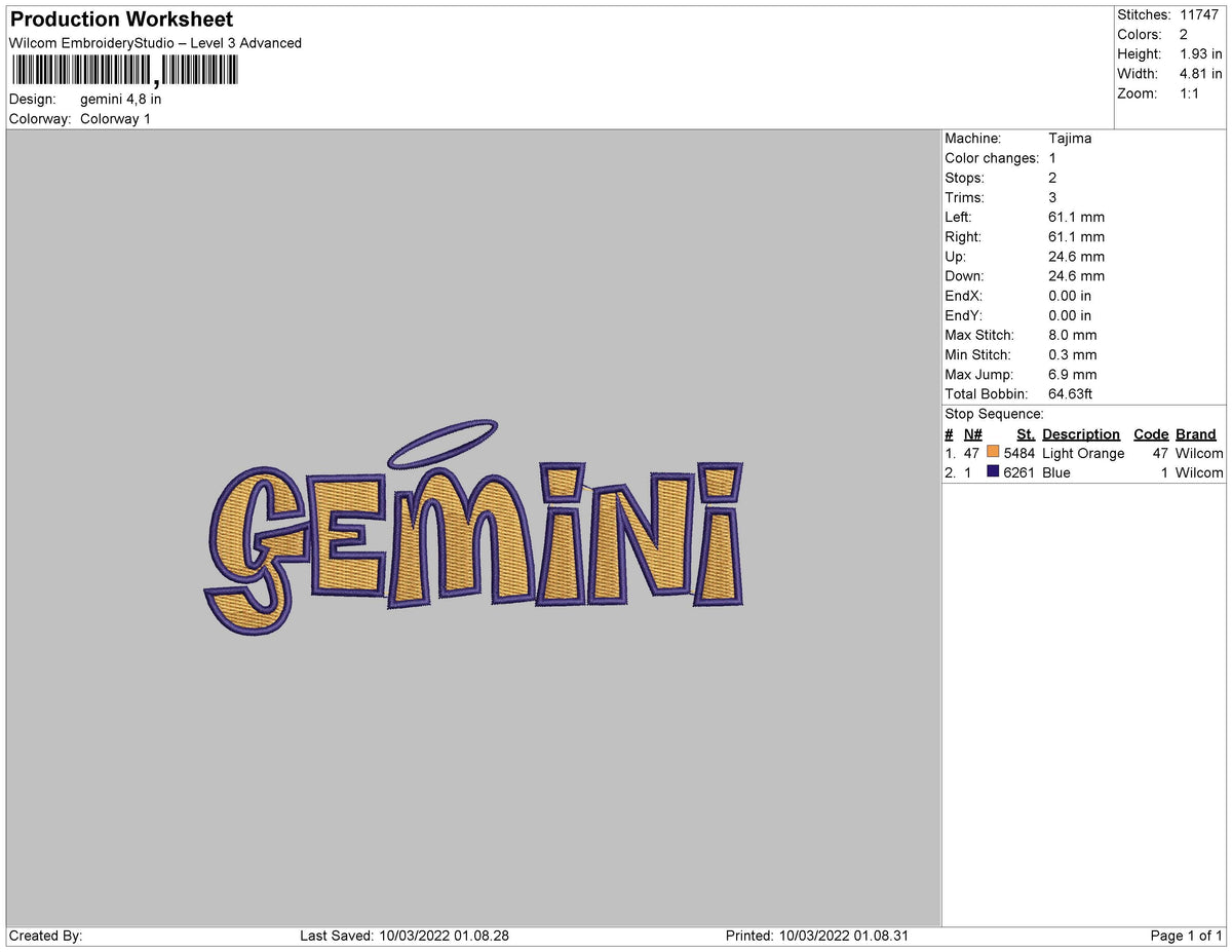 Gemini Embroidery