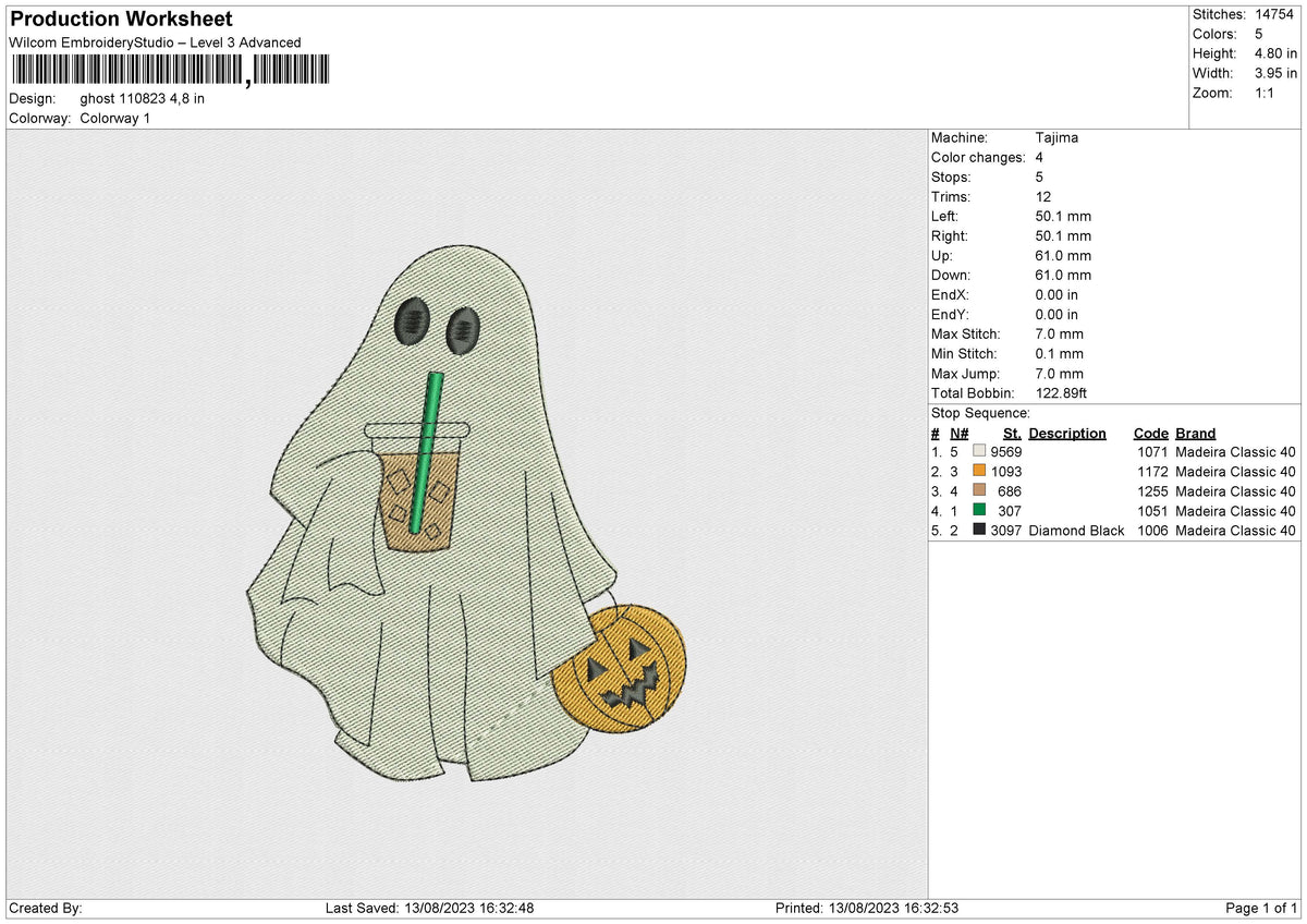 Ghost 110823 Embroidery File 6 size