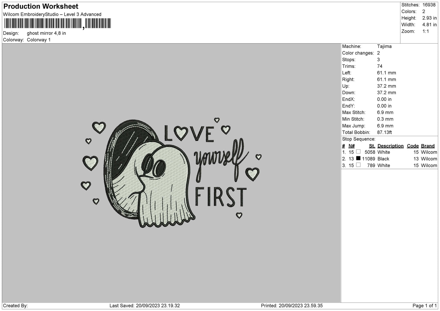 Ghost Mirror Embroidery File 6 sizes
