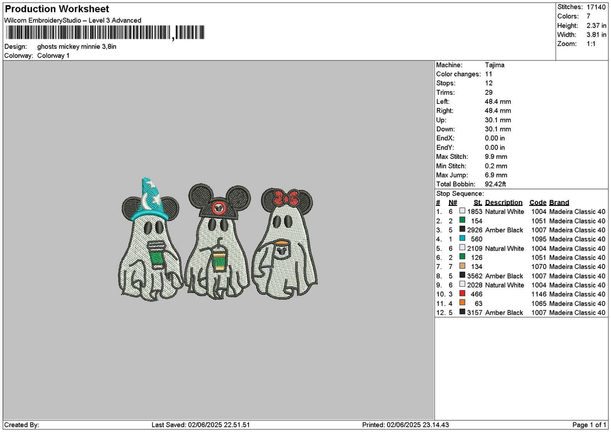Ghosts Mouse Embroidery File 6 sizes