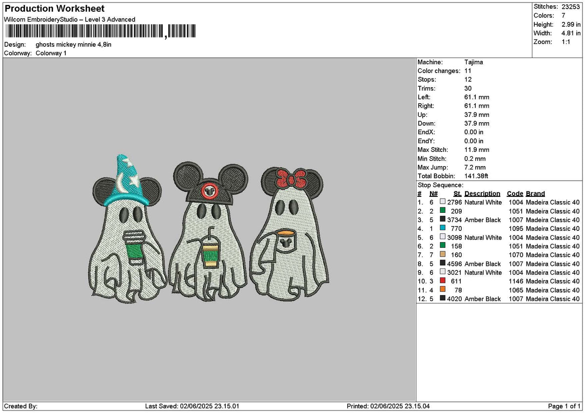 Ghosts Mouse Embroidery File 6 sizes