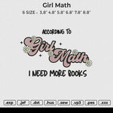 Girl math Embroidery File 6 size
