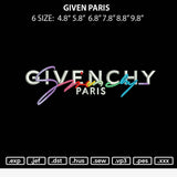 Given Paris Embroidery File 6 sizes