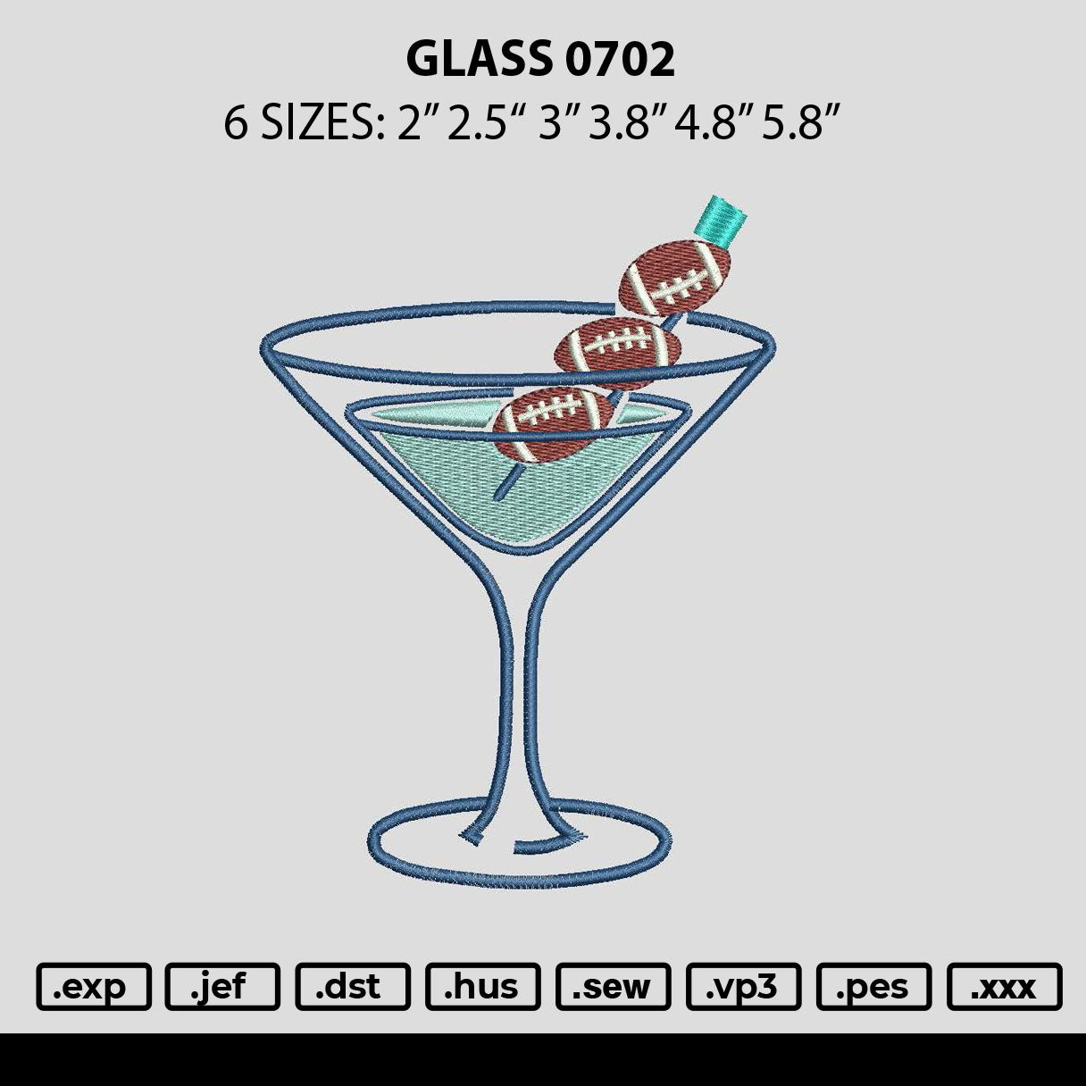 Glass 0702 Embroidery File 6 sizes
