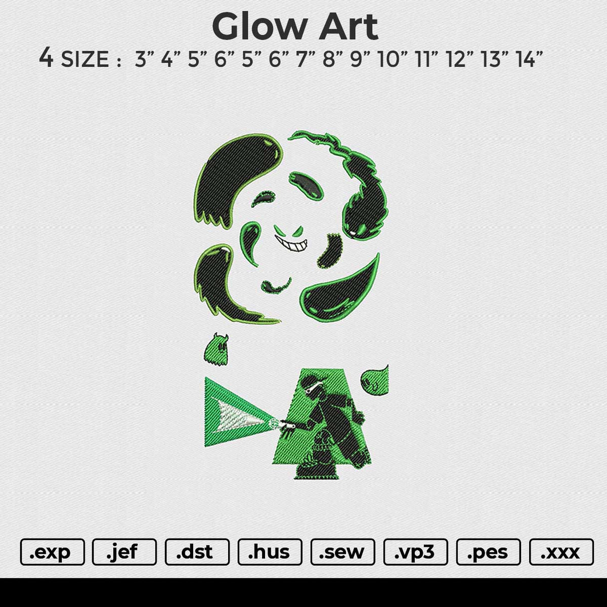 Glow Art Embroidery File 6 size