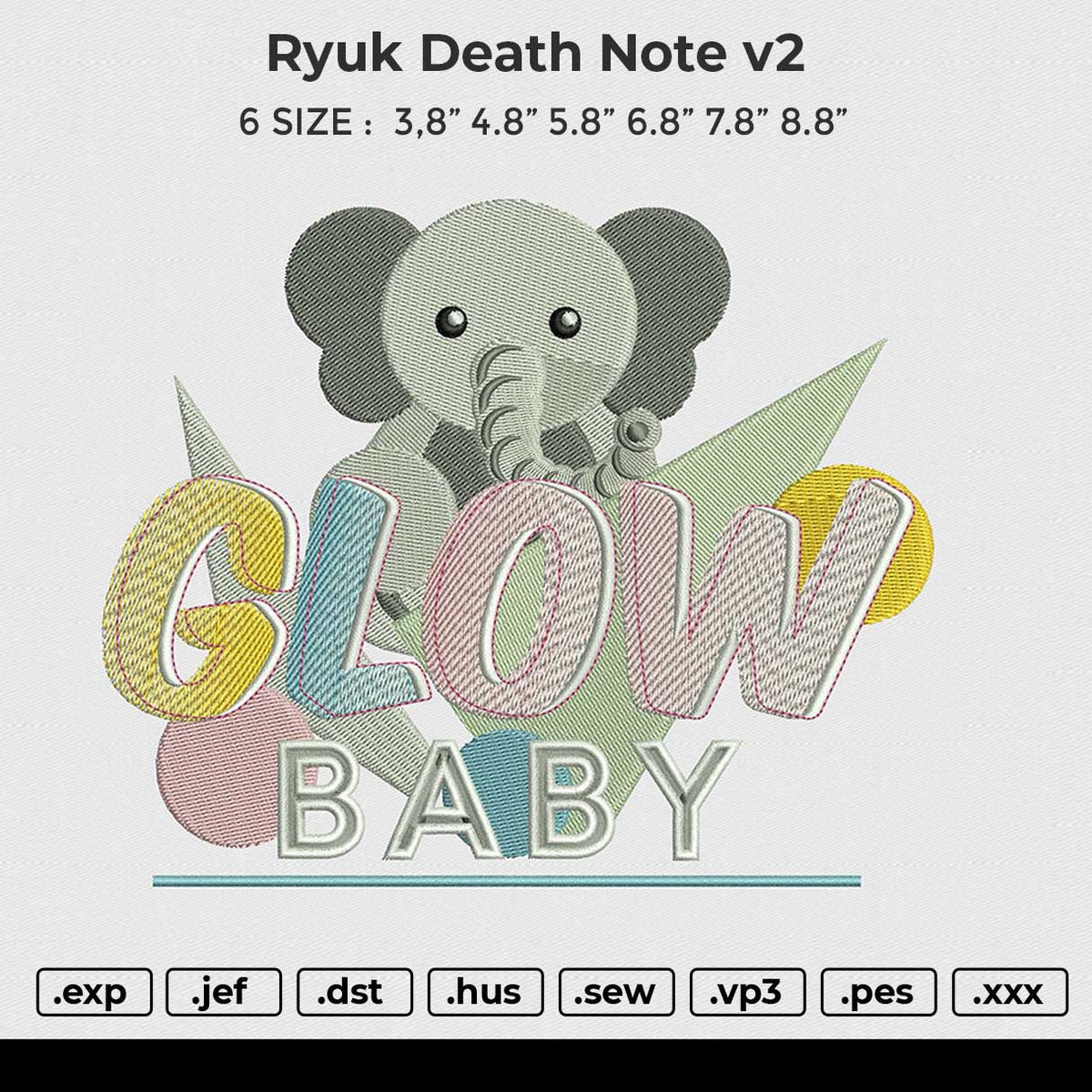 Glow Baby Embroidery File 6 size