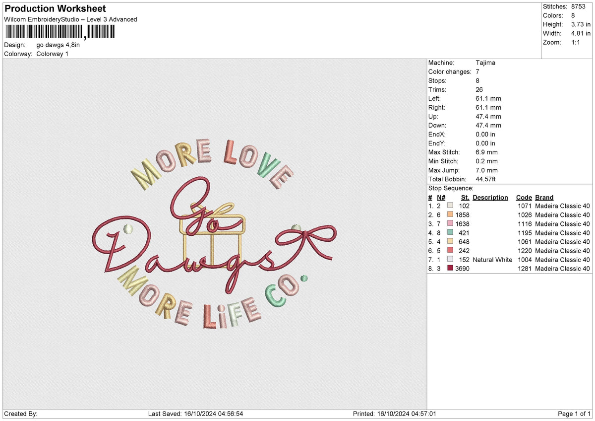 Go Dawgs Embroidery File 6 size