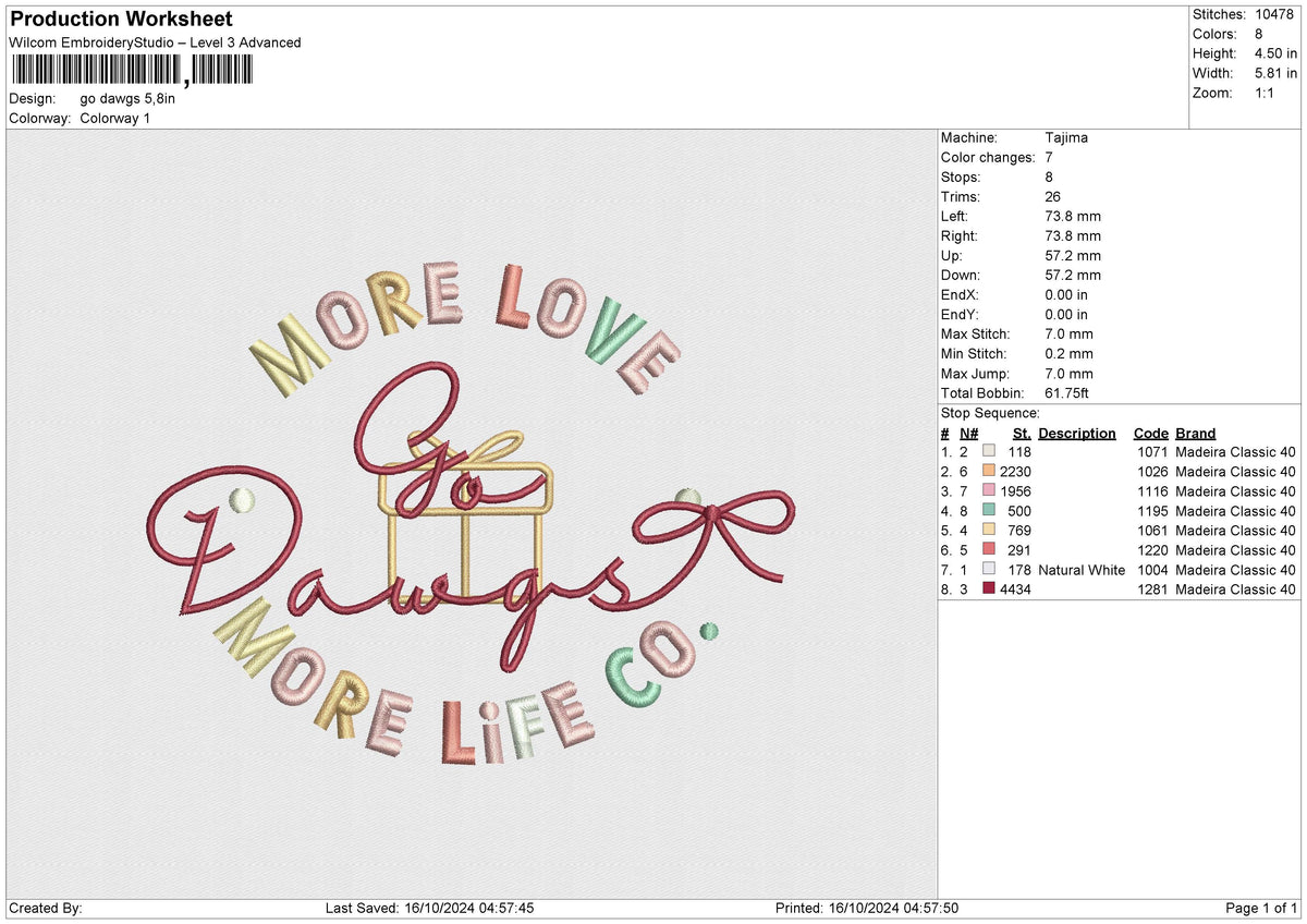 Go Dawgs Embroidery File 6 size