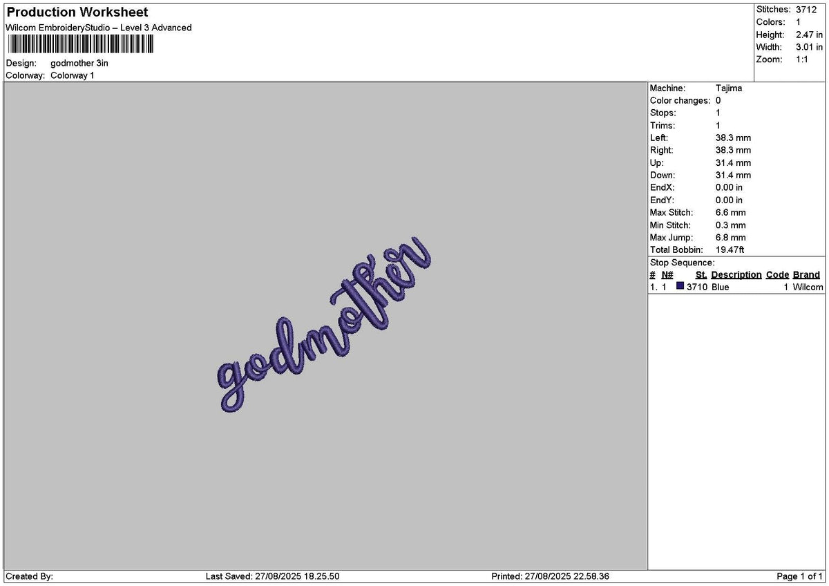 Godmothertext 2708 Embroidery File 6 sizes