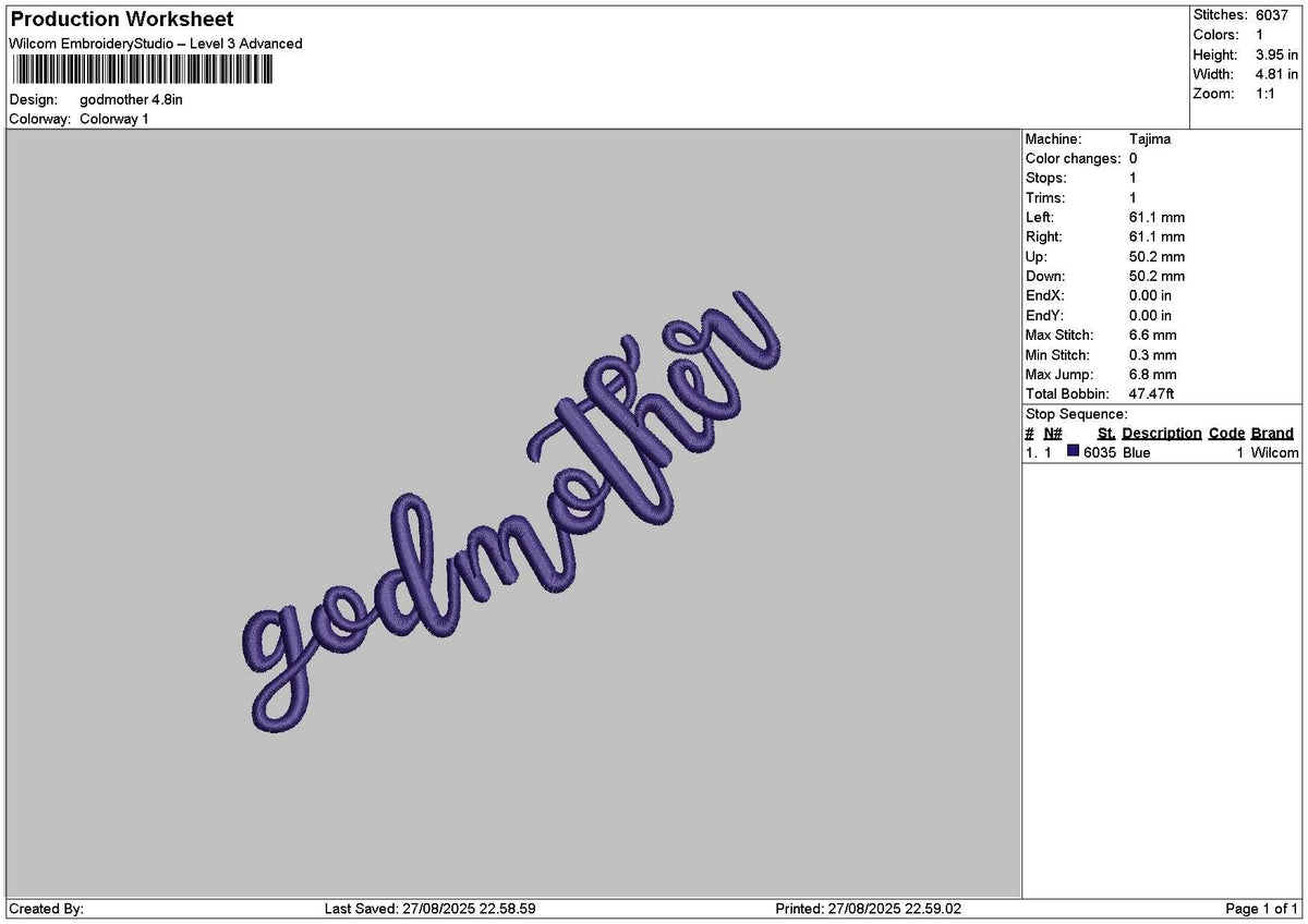 Godmothertext 2708 Embroidery File 6 sizes