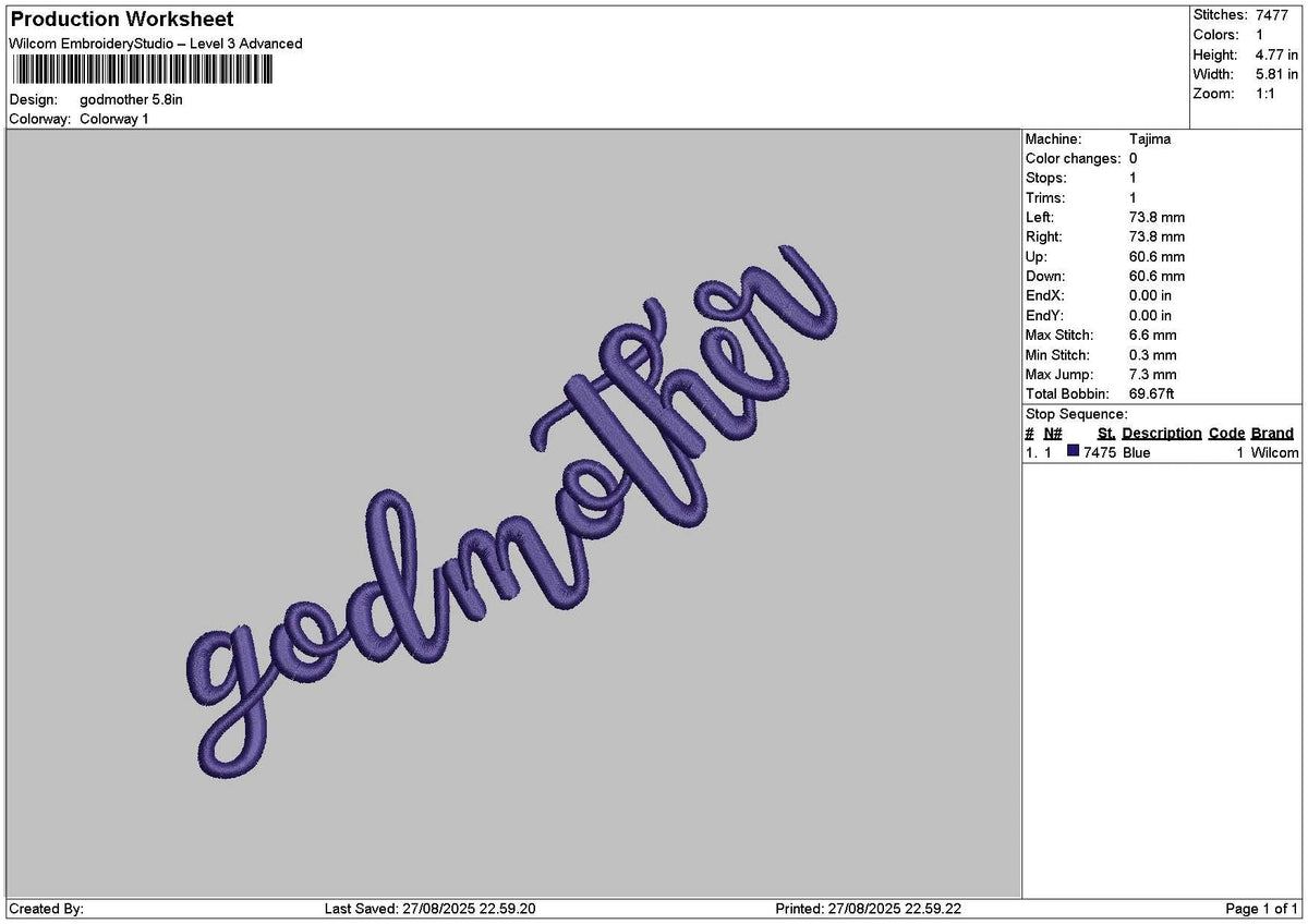 Godmothertext 2708 Embroidery File 6 sizes