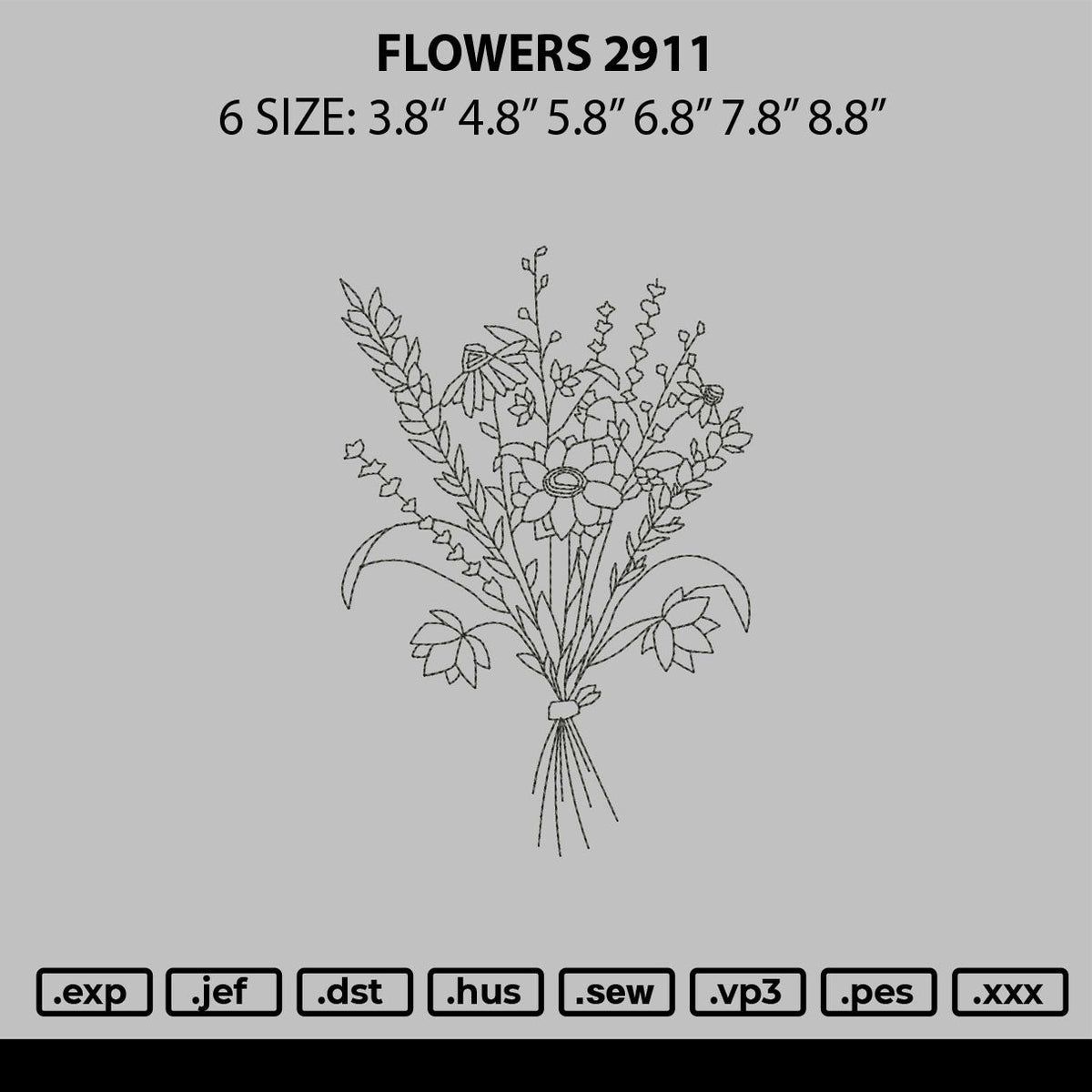 Flowers 2911 Embroidery File 6 sizes