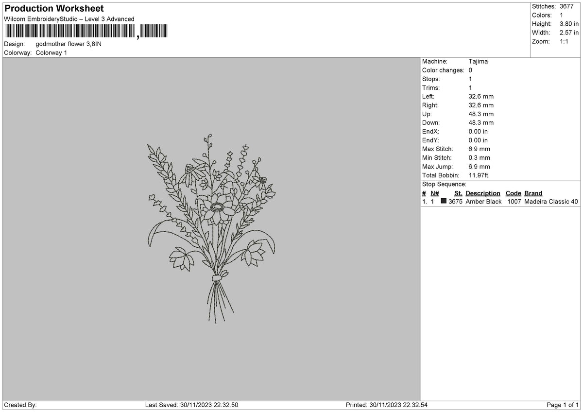 Flowers 2911 Embroidery File 6 sizes