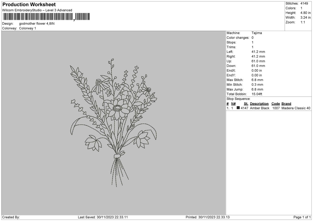 Flowers 2911 Embroidery File 6 sizes