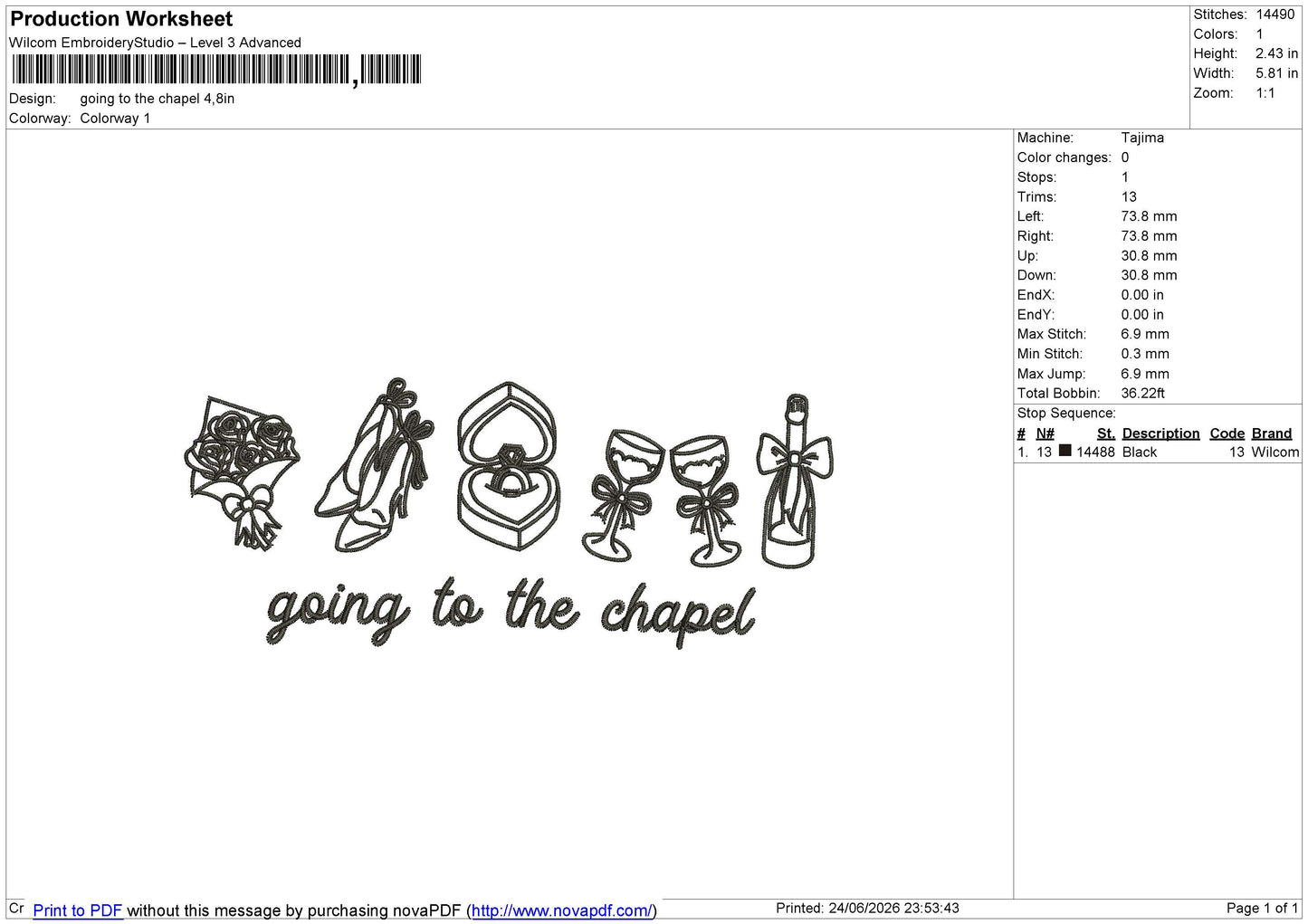 Going to the Chapel Embroidery File 6 sizes