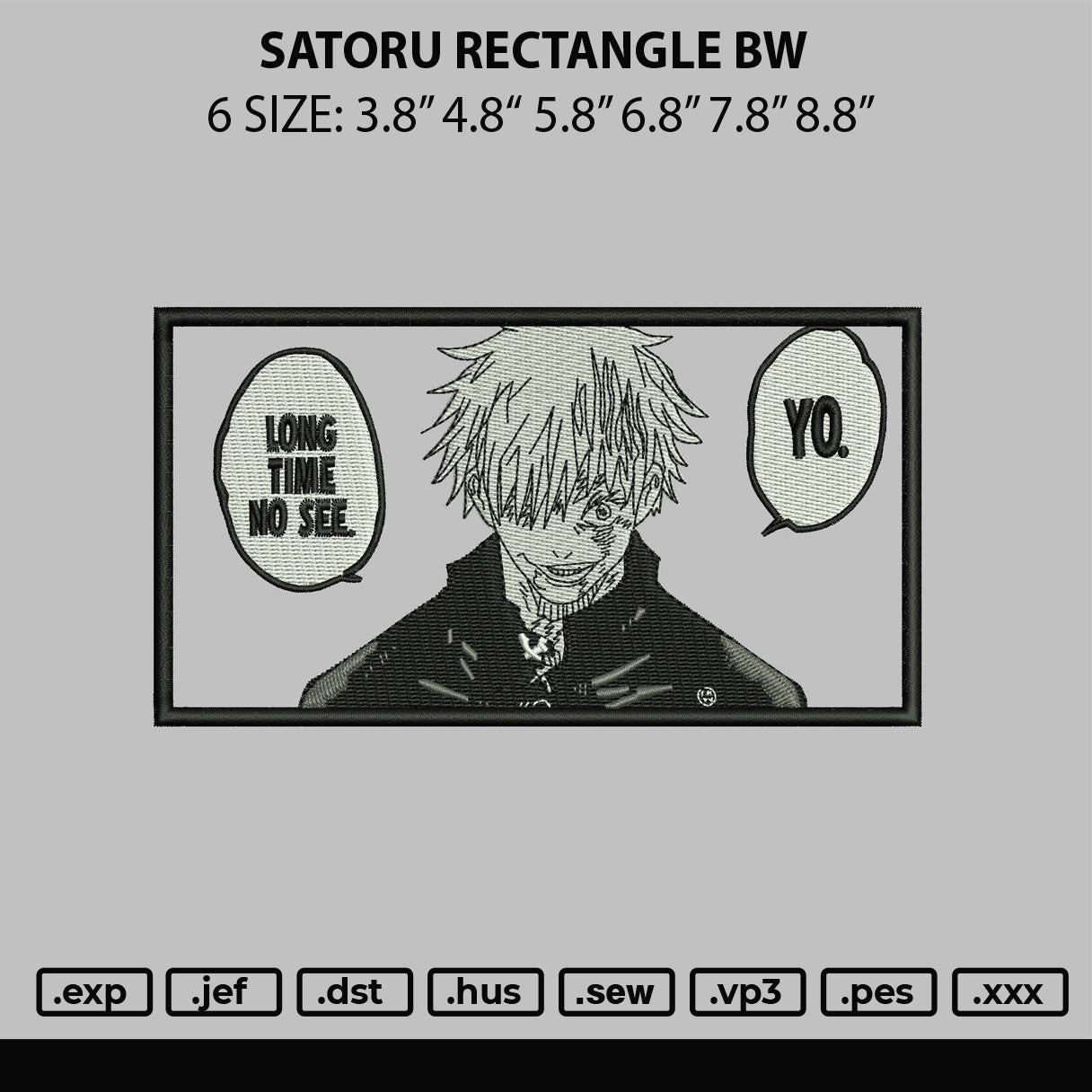 Satoru Rectangle Bw Embroidery File 6 sizes