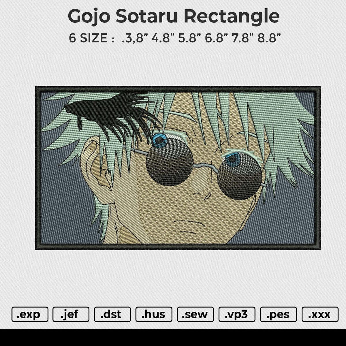 Gojo sotaru rectangle Embroidery File 6 size