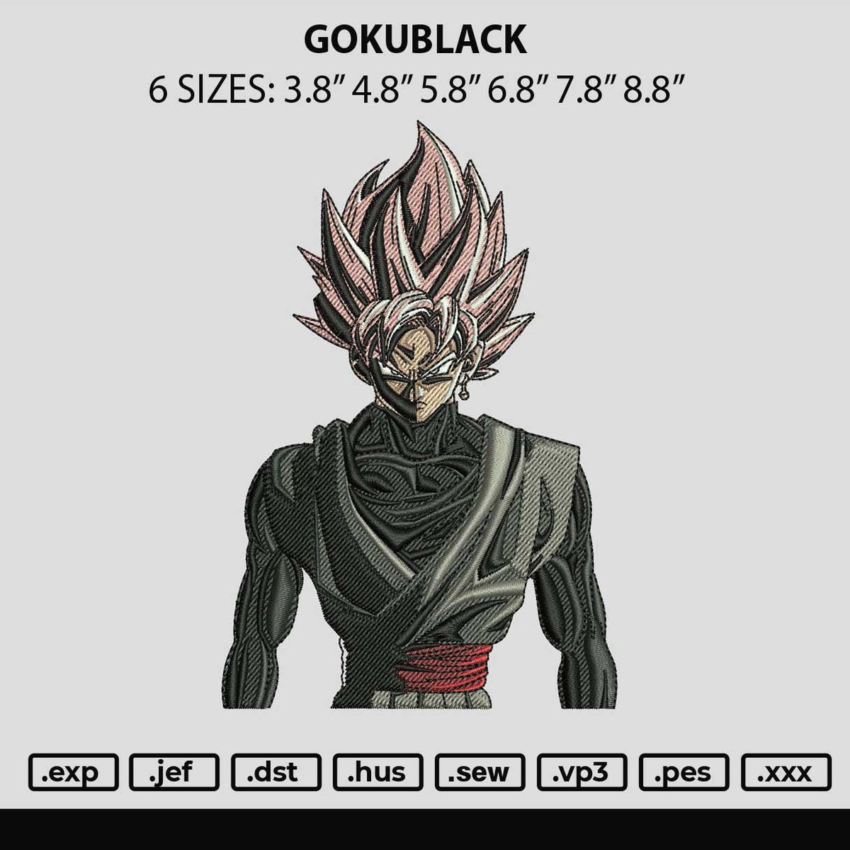 Gokublack Embroidery File 6 sizes