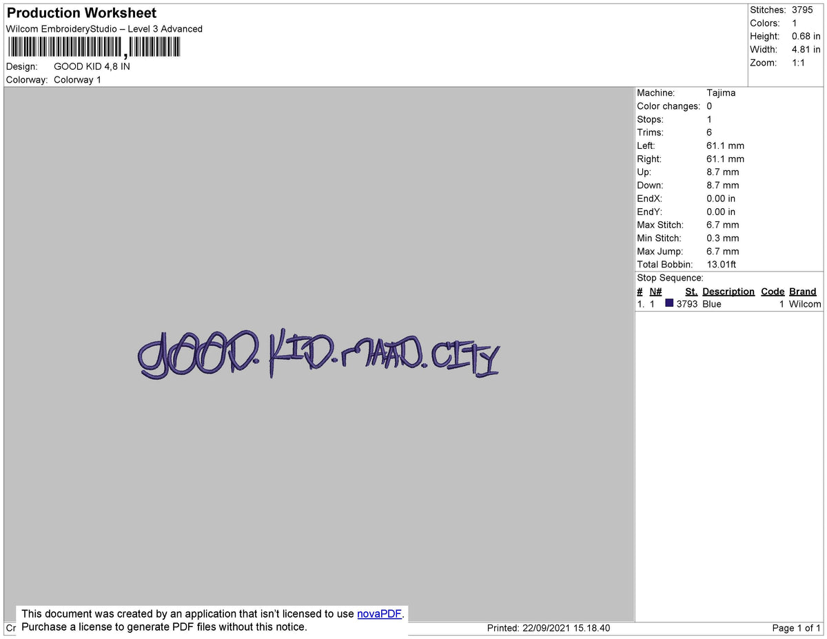 Good Kid Embroidery File 4 size