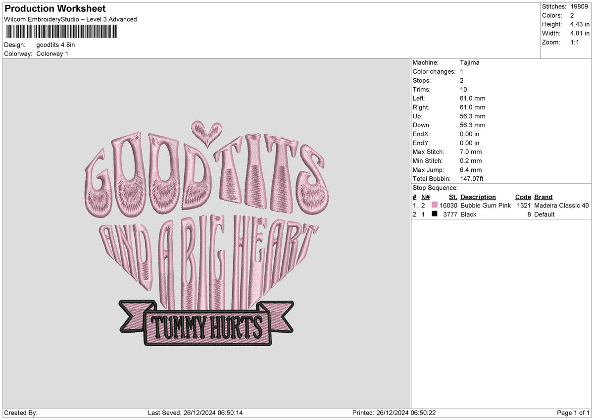 Goodtits Embroidery File 6 size