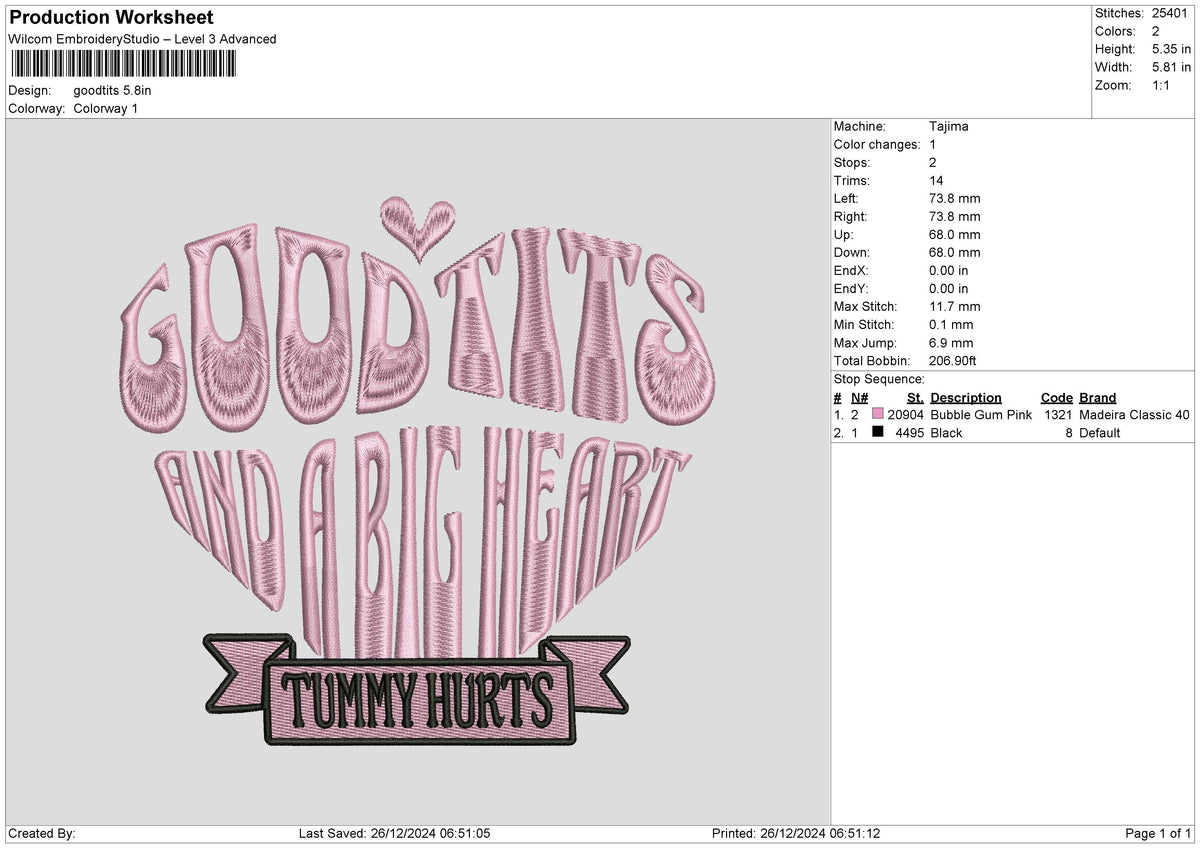 Goodtits Embroidery File 6 size