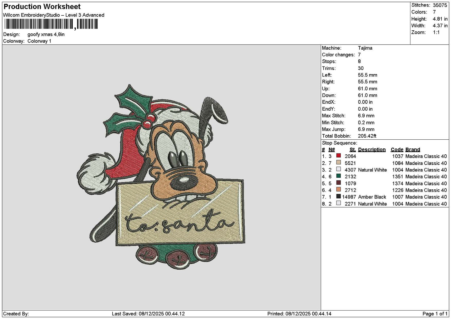 Goofy0812 Embroidery File 6 sizes