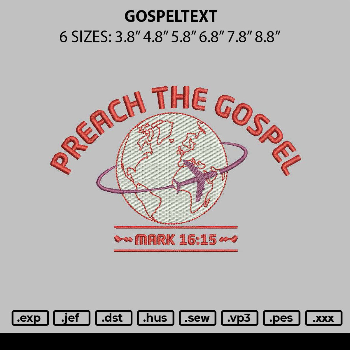 Gospeltext Embroidery File 6 sizes