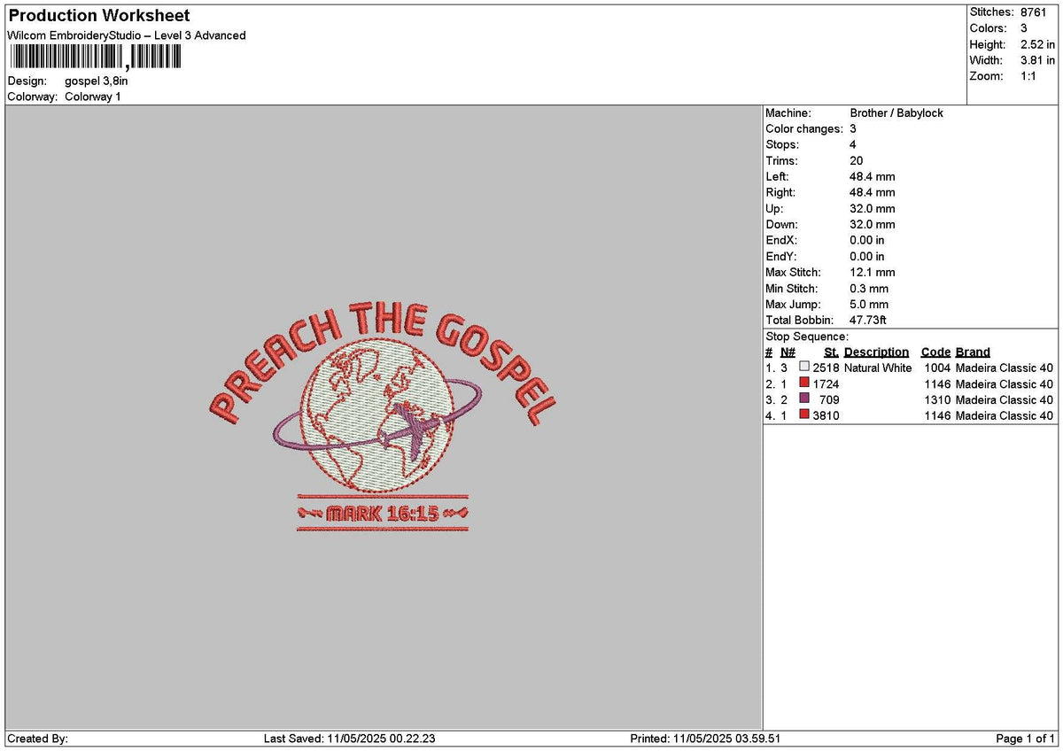 Gospeltext Embroidery File 6 sizes