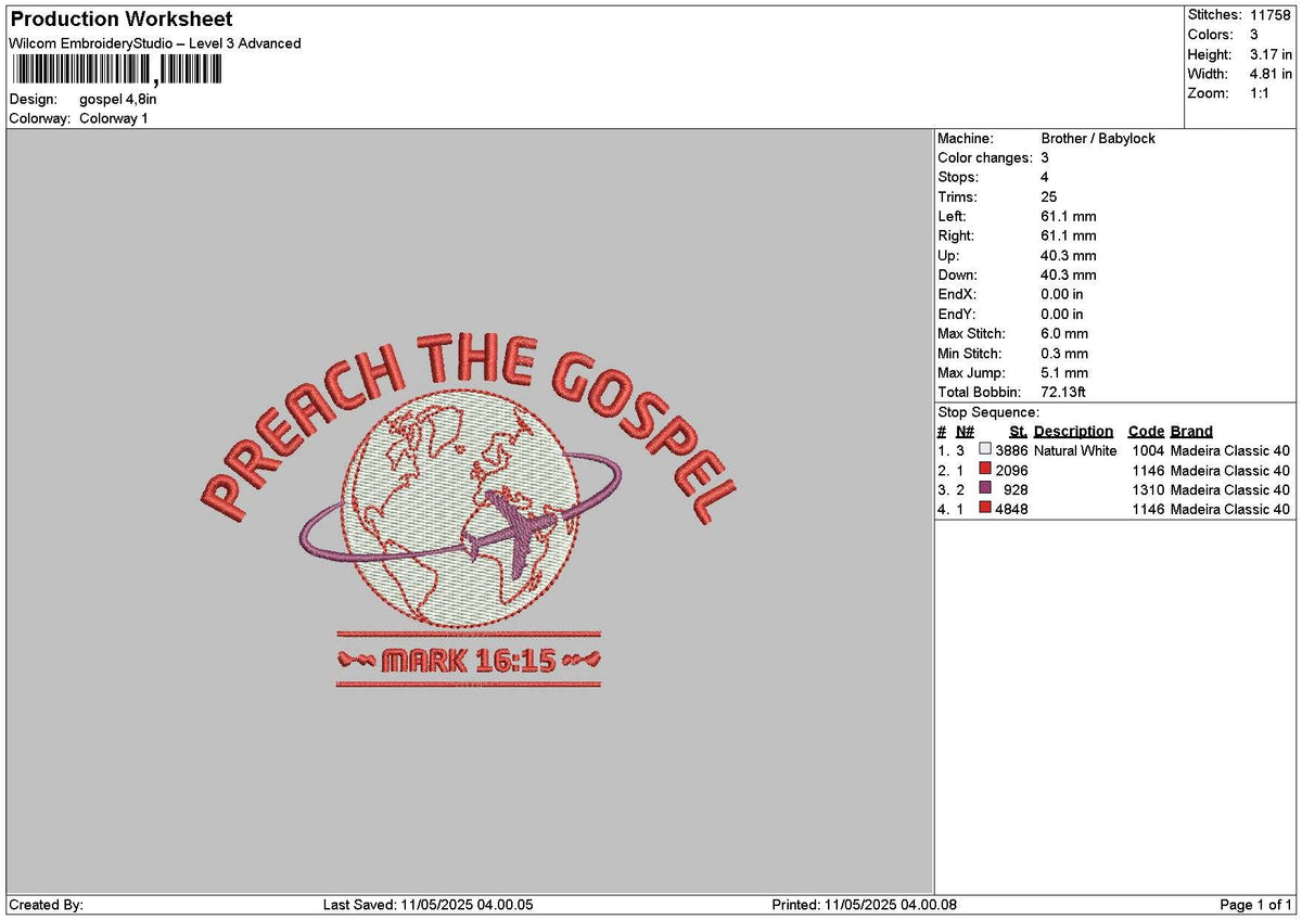 Gospeltext Embroidery File 6 sizes