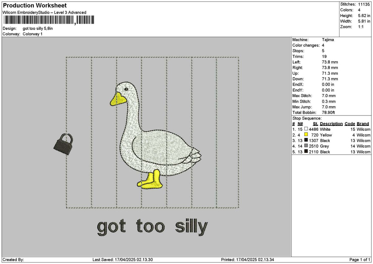 Ducktext 1704 Embroidery File 6 sizes
