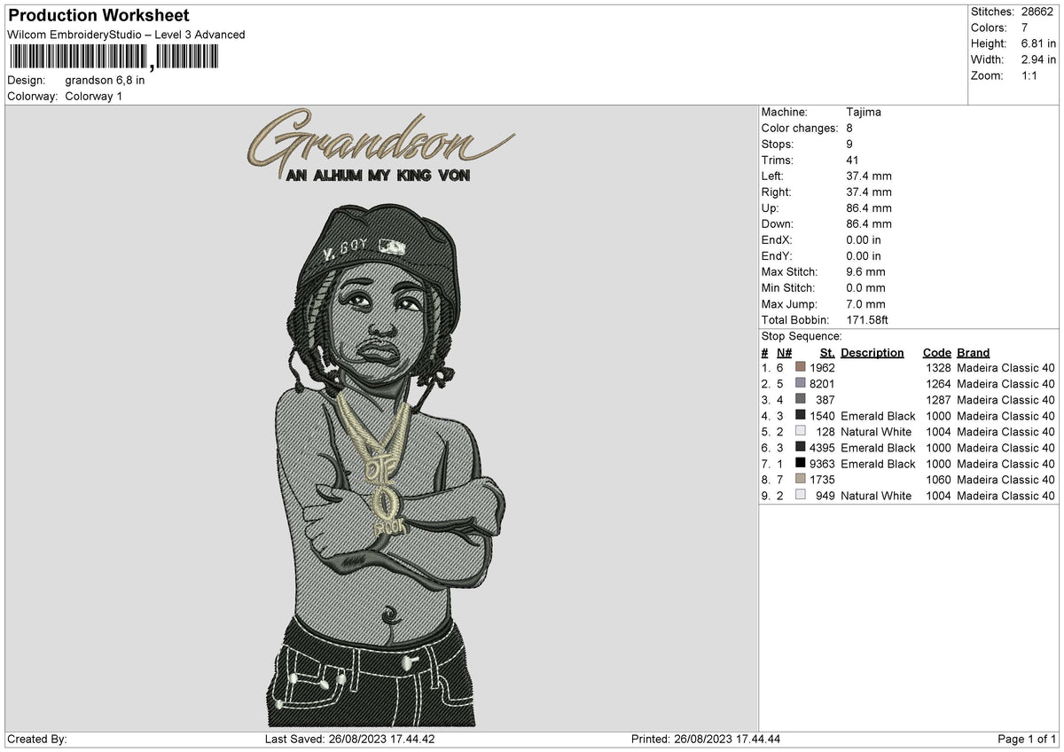 Grandson Embroidery File 6 sizes