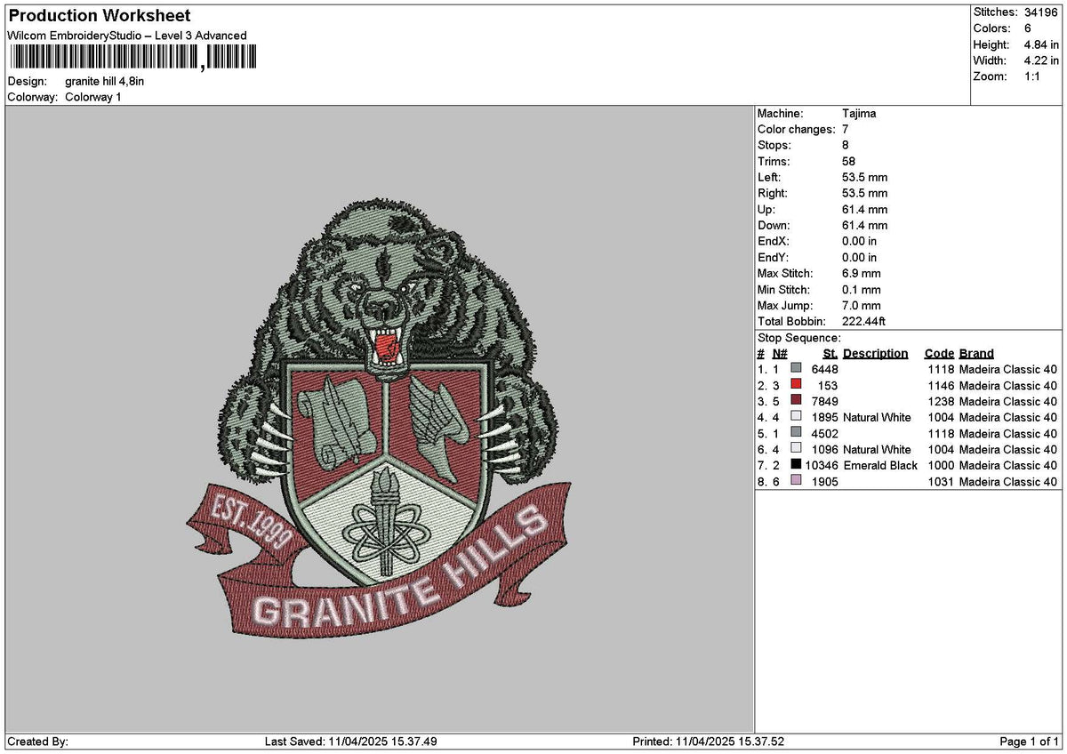 Granitetext Embroidery File 6 sizes