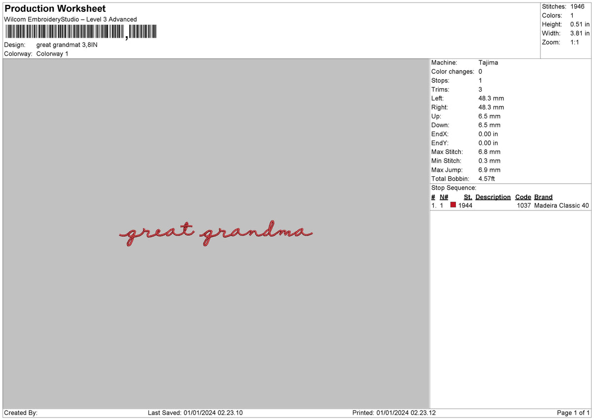 Grandma Text Embroidery File 6 sizes