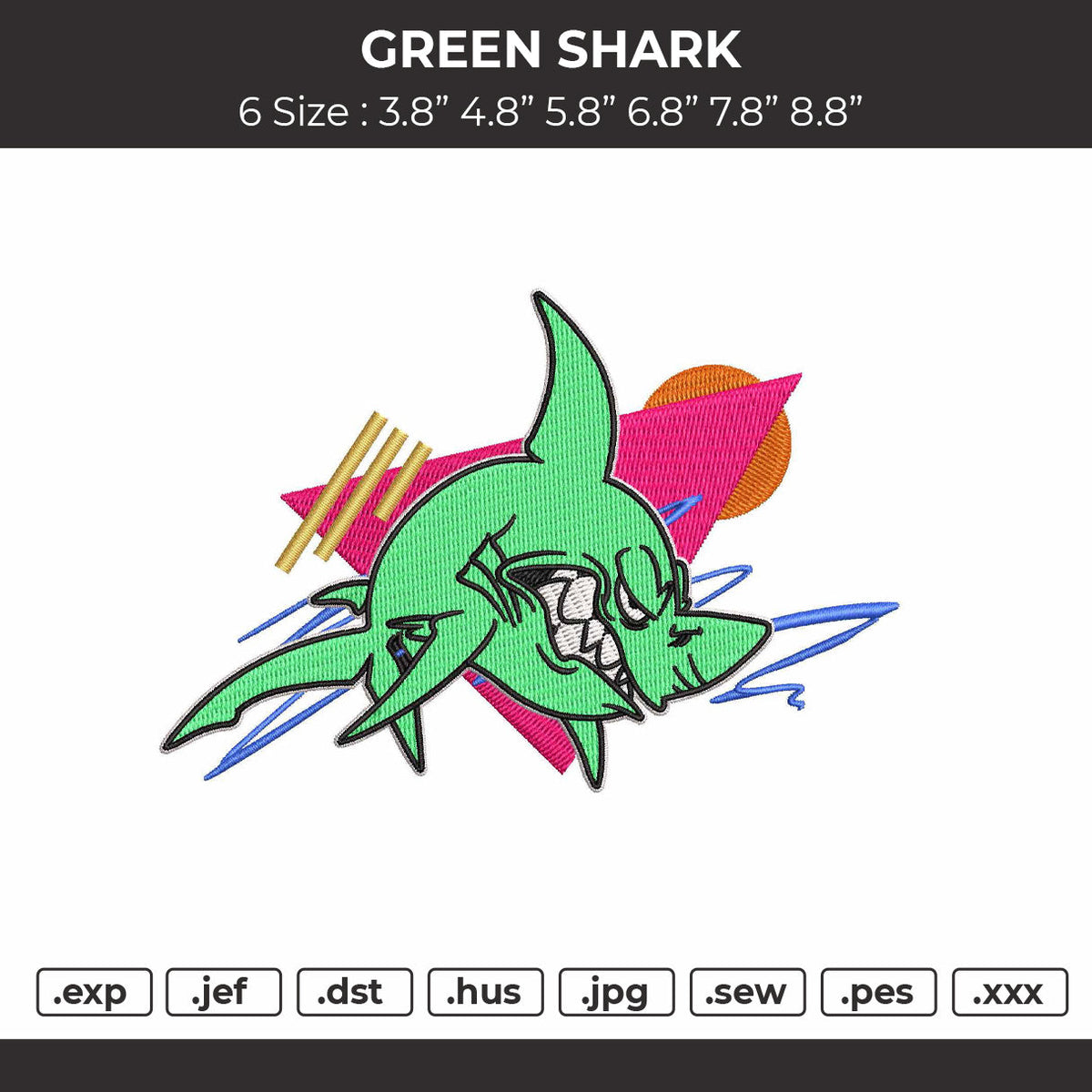 Green Shark Embroidery