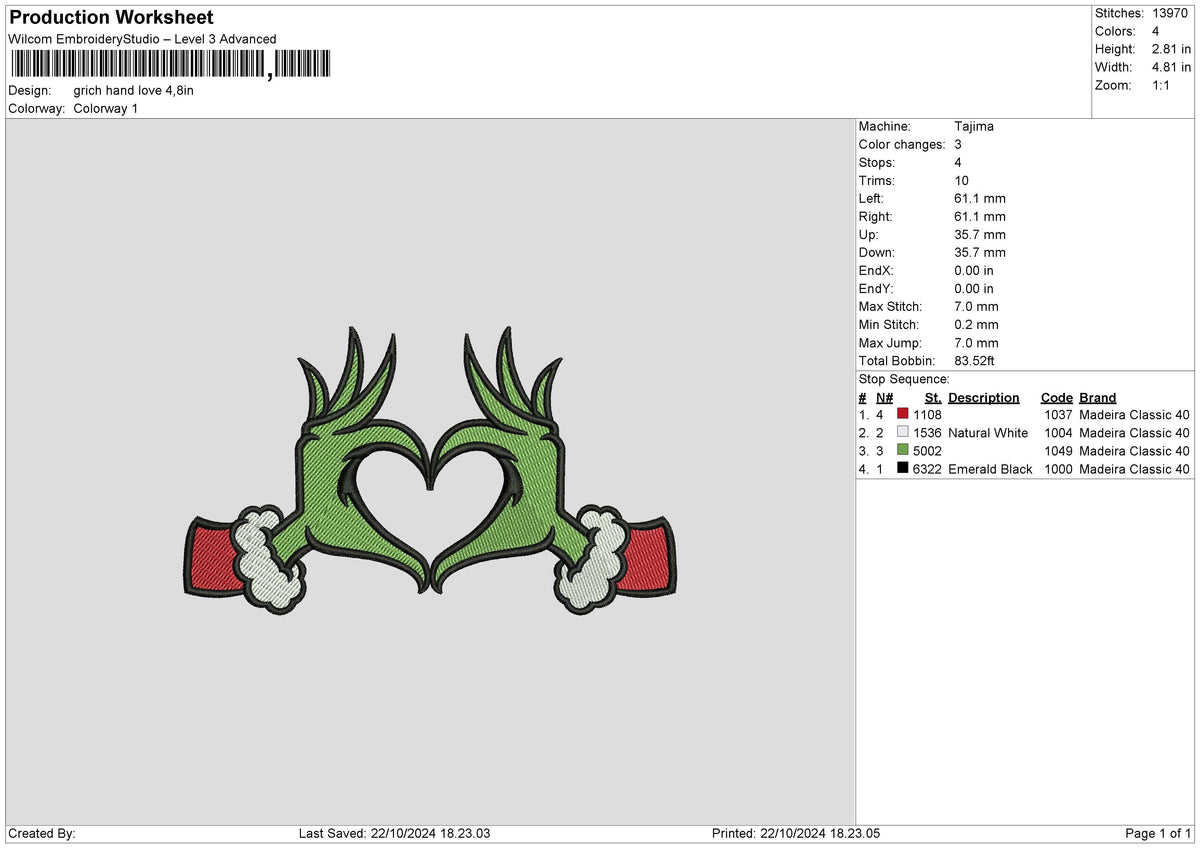 Grinch Love Embroidery File 6 sizes