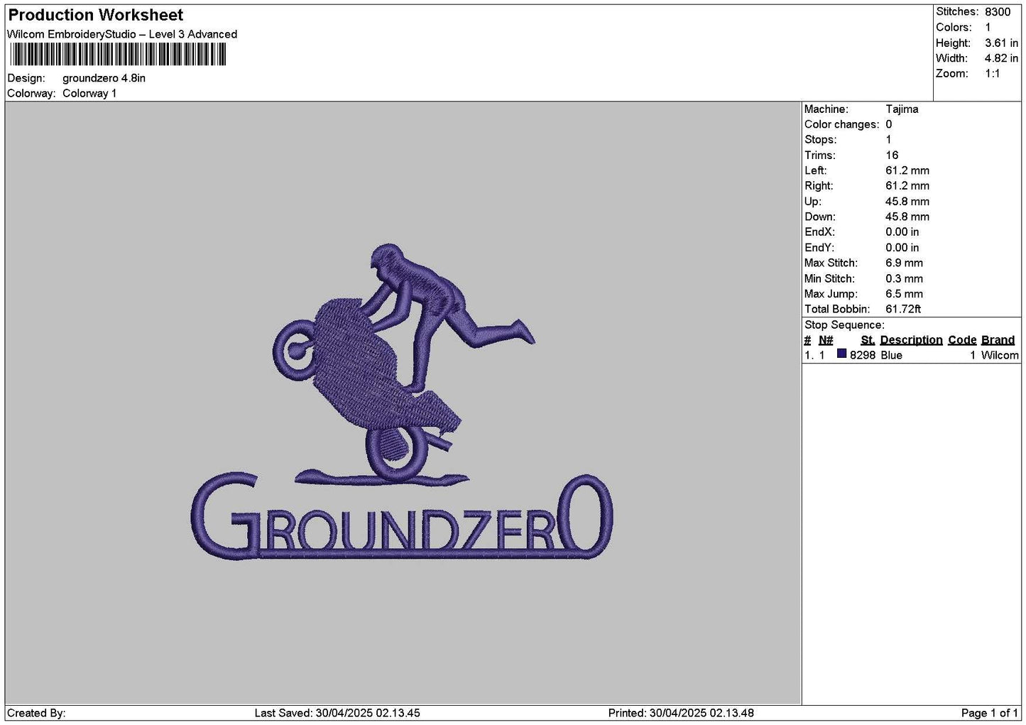 Groundzerotext Embroidery File 6 sizes