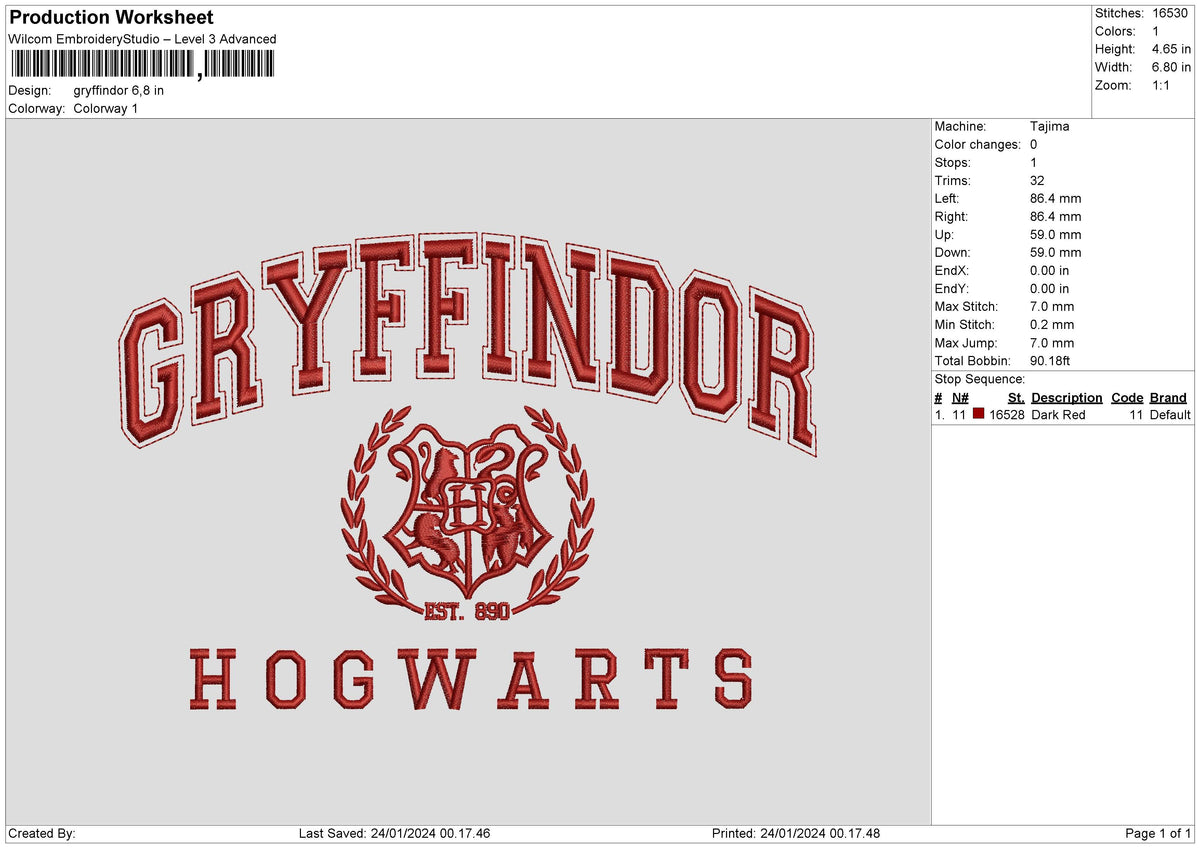 Gryffintext 2301 Embroidery File 6 sizes
