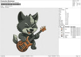 Guitarist Cat Embroidery File 6 size