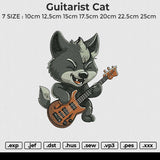 Guitarist Cat Embroidery File 6 size