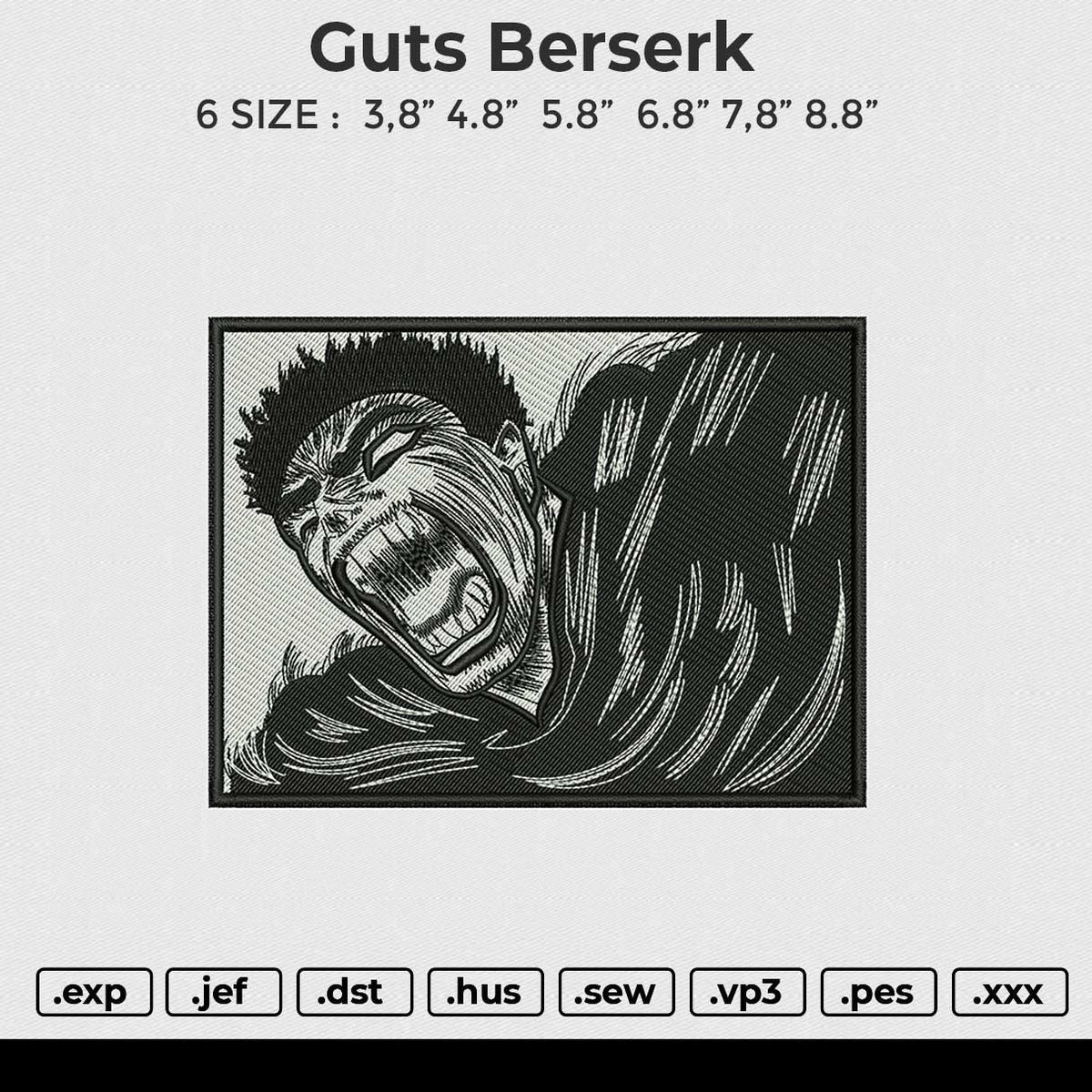 Guts berserk Embroidery File 6 size