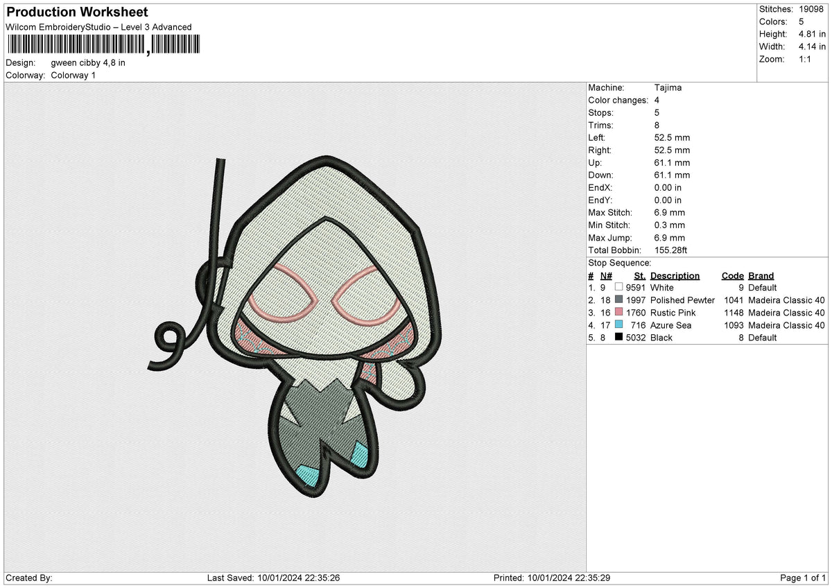 Gwen cibby Embroidery File 6 size