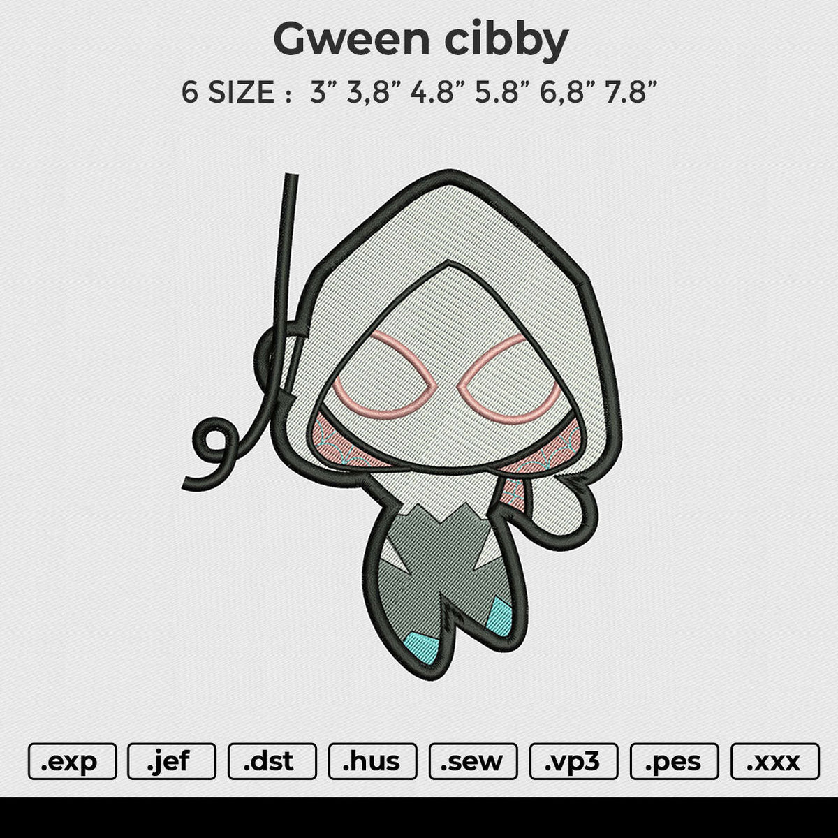 Gwen cibby Embroidery File 6 size