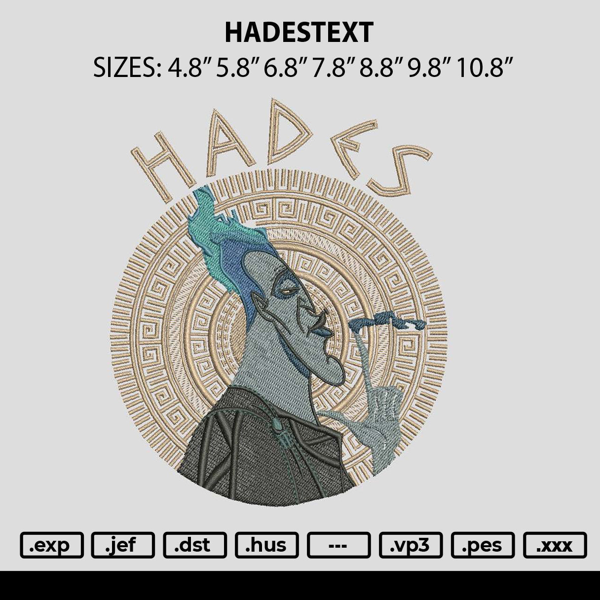 Hadestext Embroidery File 6 sizes