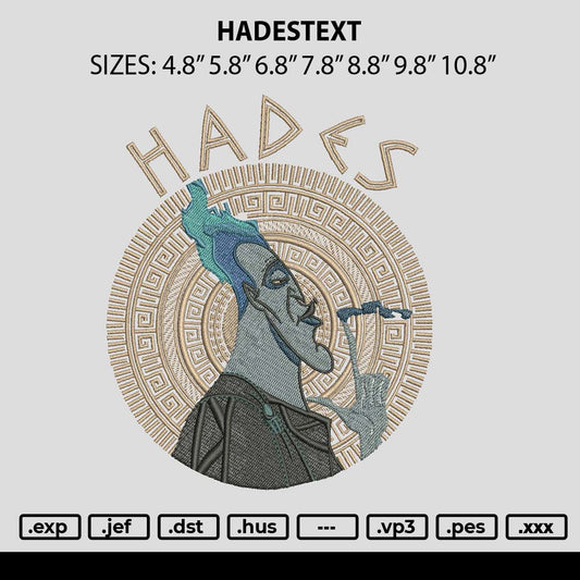 Hadestext Embroidery File 6 sizes