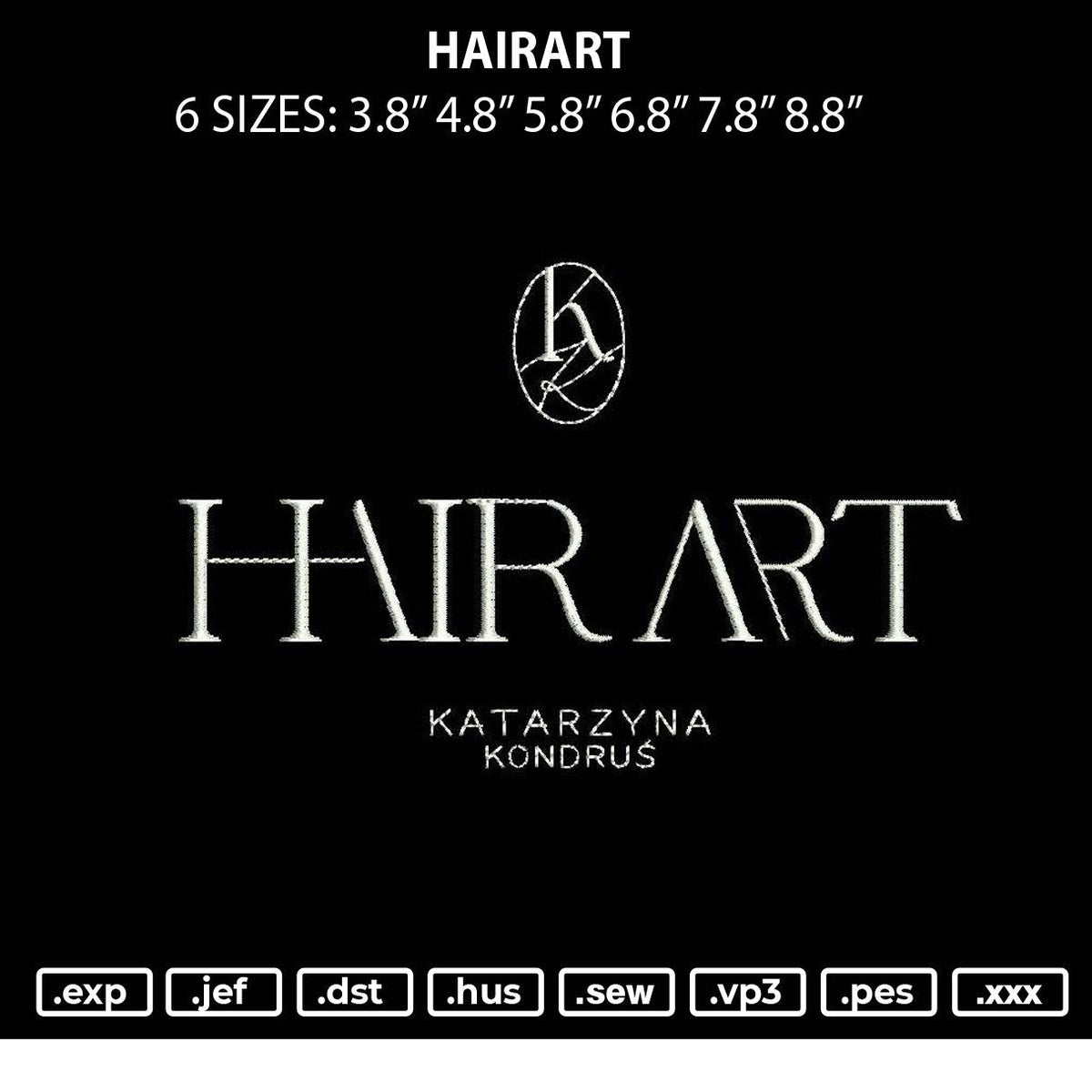Hairart Embroidery File 6 sizes