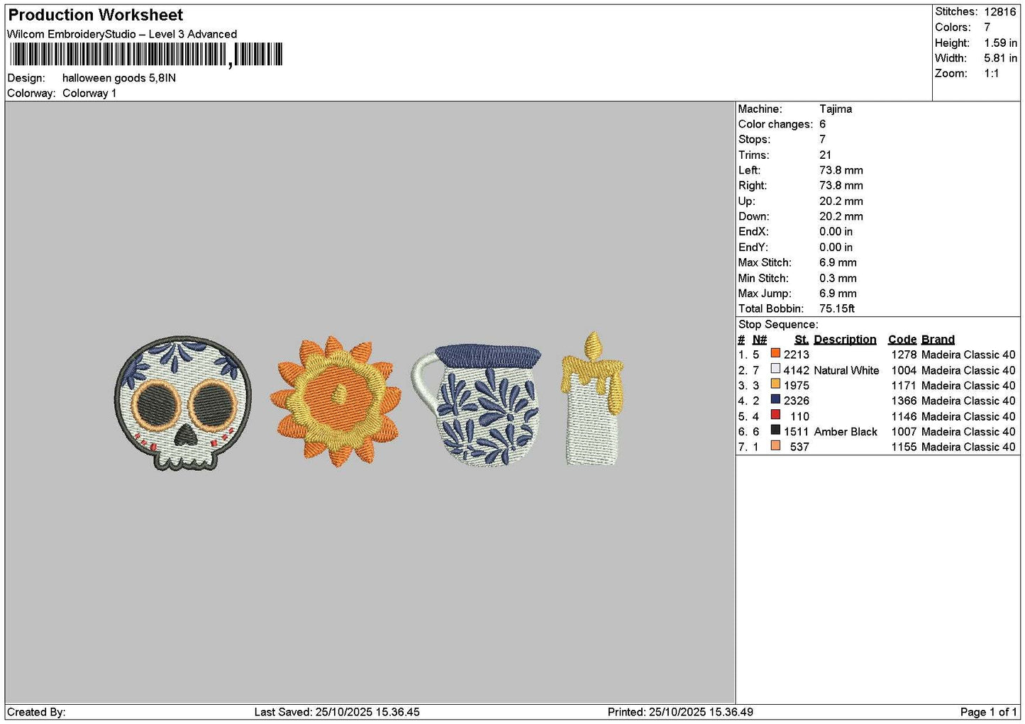 Icons Halloween 01 Embroidery File 6 sizes