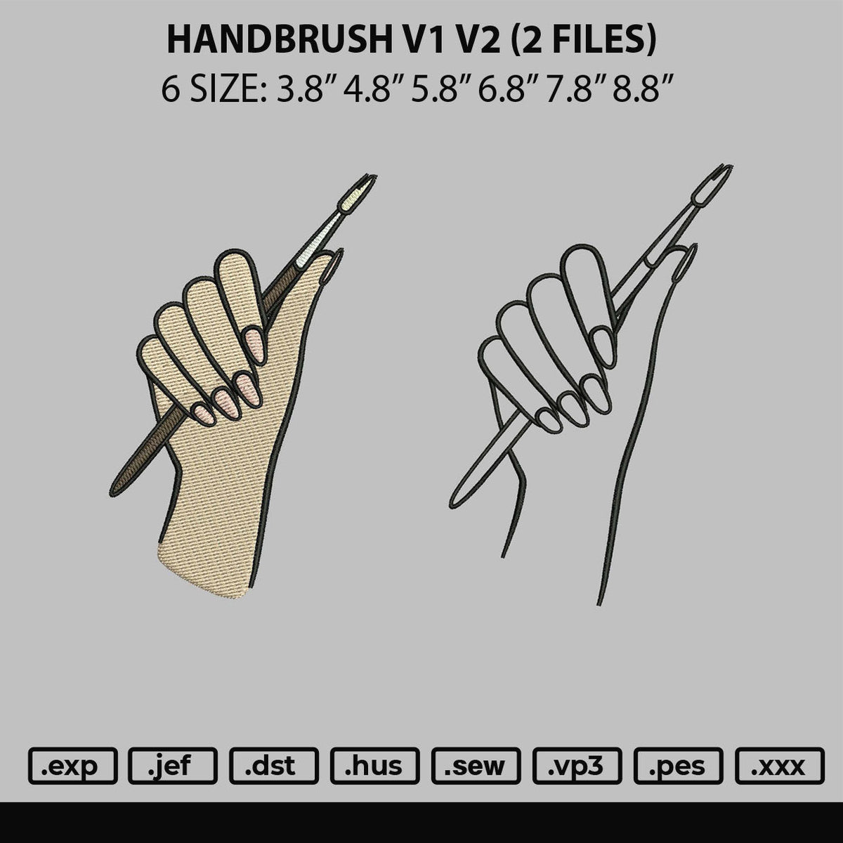 Handbrush V1 V2 Embroidery 2 Files